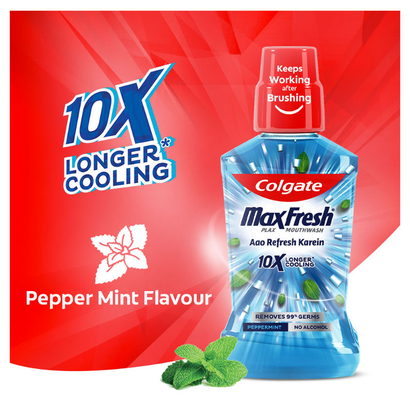 Maxfresh Plax Antibacterial Mouthwash, Pepper Mint