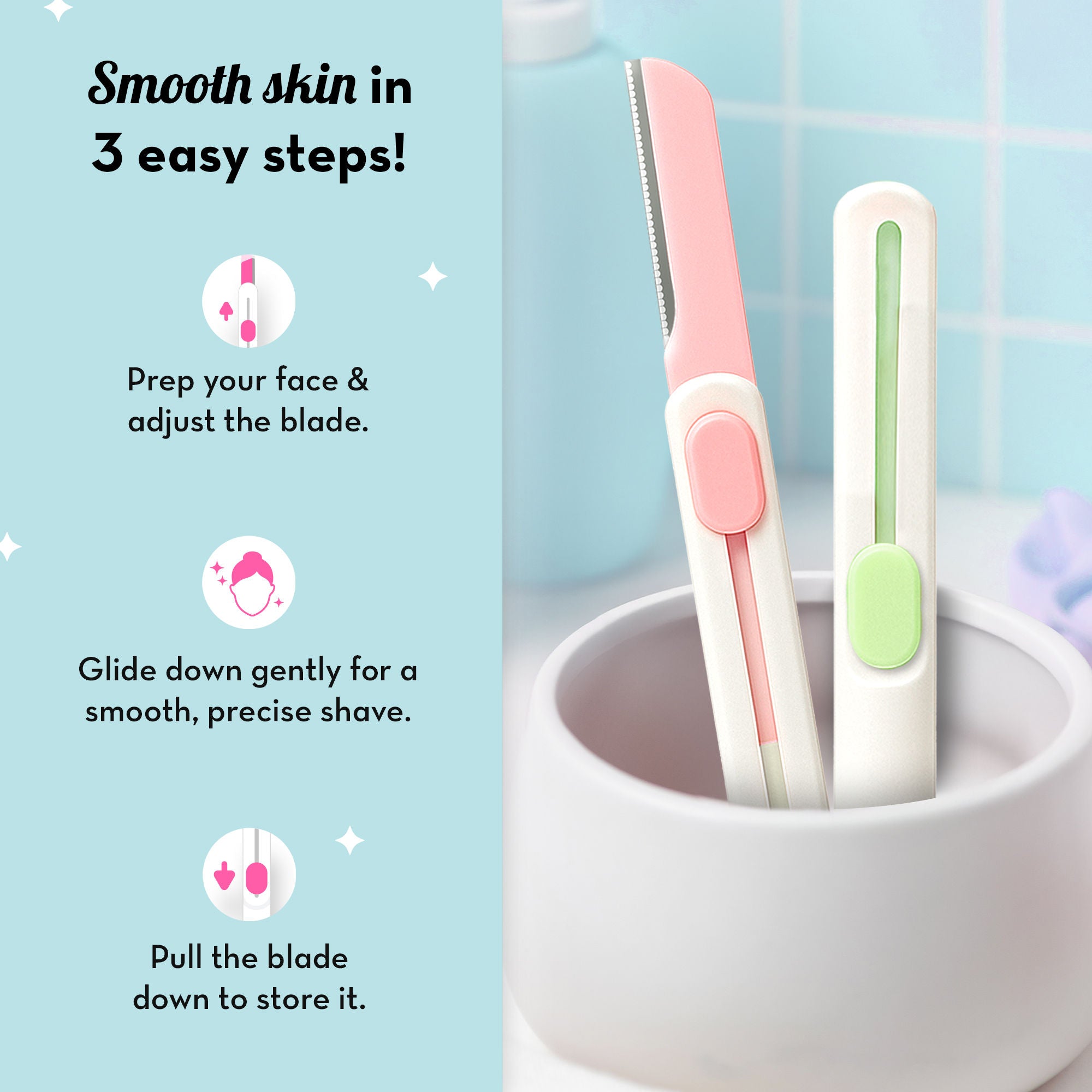 Swipe Reusable Face Razor, Adjustable Blade for Precision & Face Full Shave