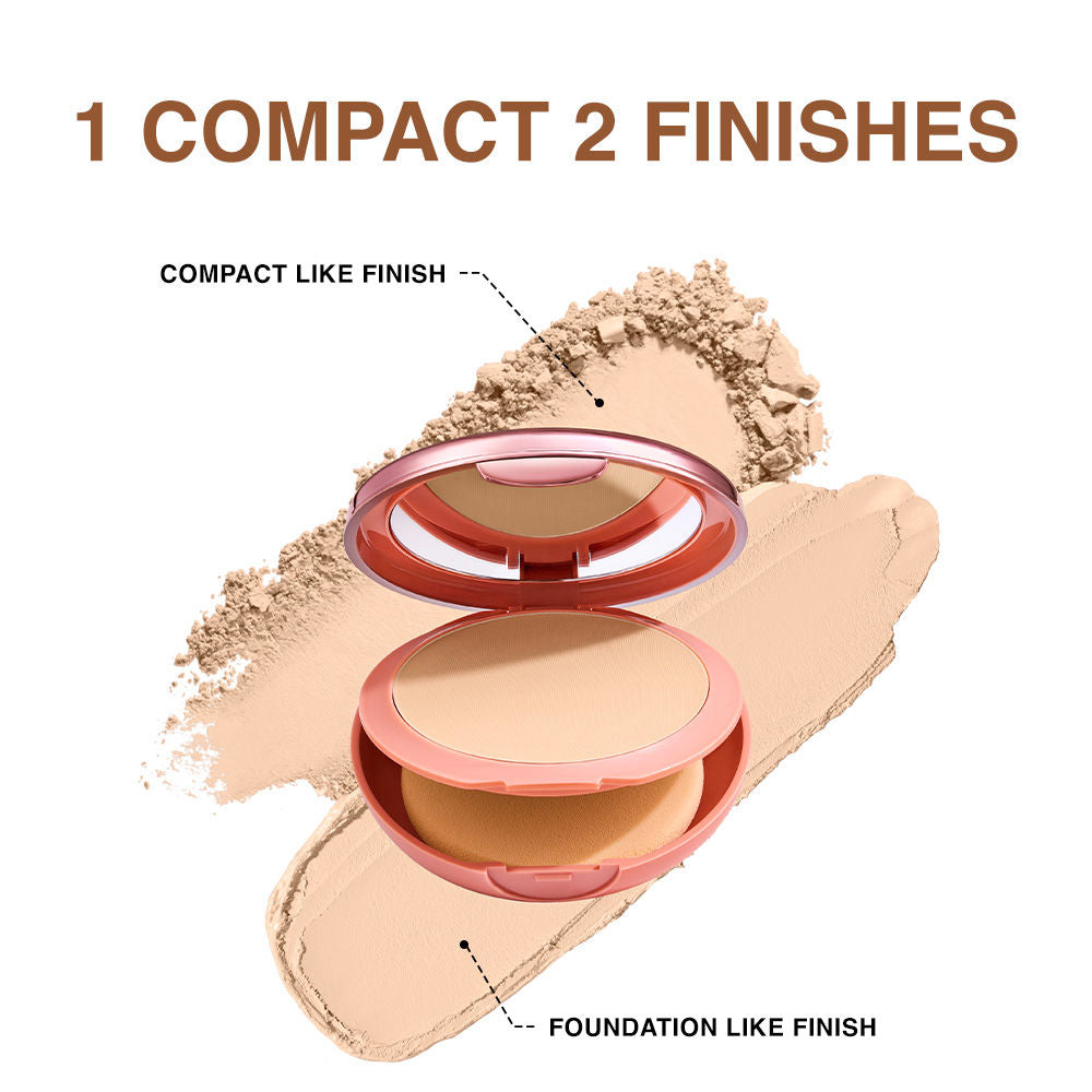 9 To 5 Unreal Dual Cover Pressed Powder, 2 In 1 Compact + Foundation