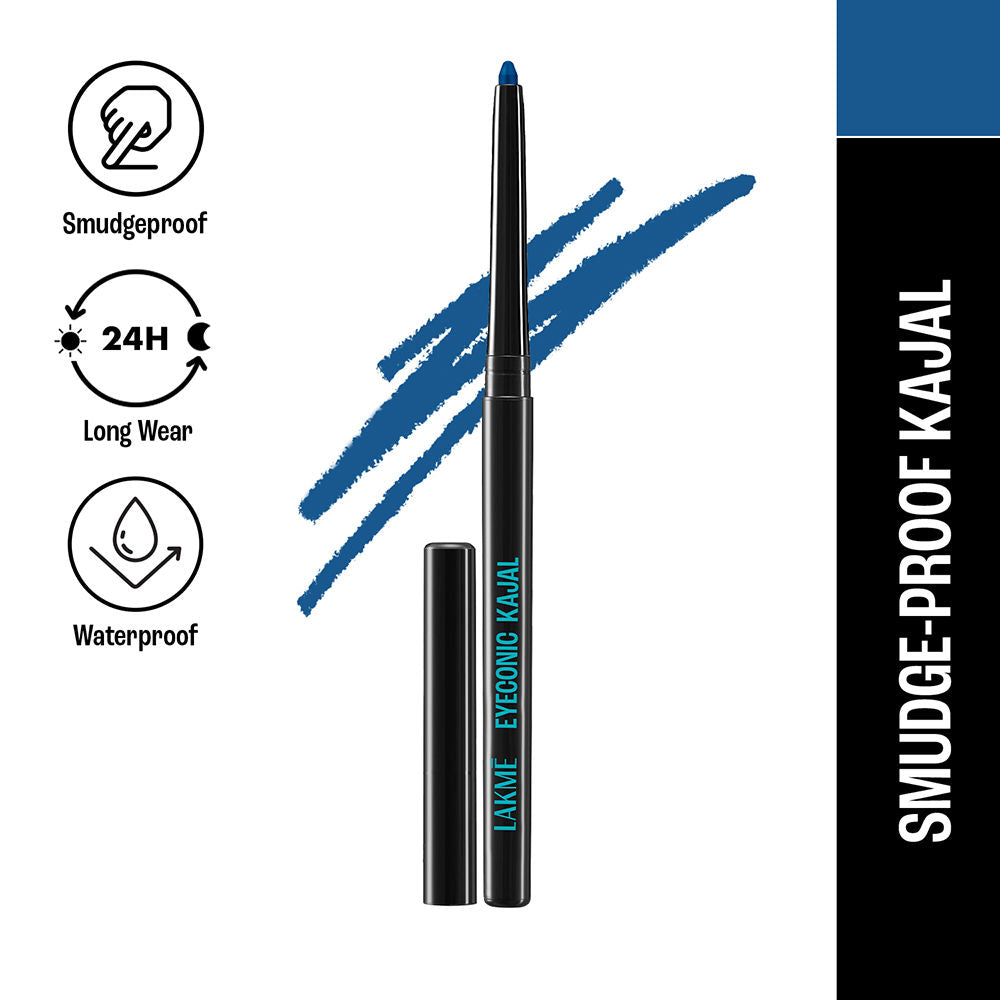 9 to 5 Eyeconic Kajal, Waterproof, Smudgeproof, lasts 24 Hrs, Sparkling Black - Midnight Blue