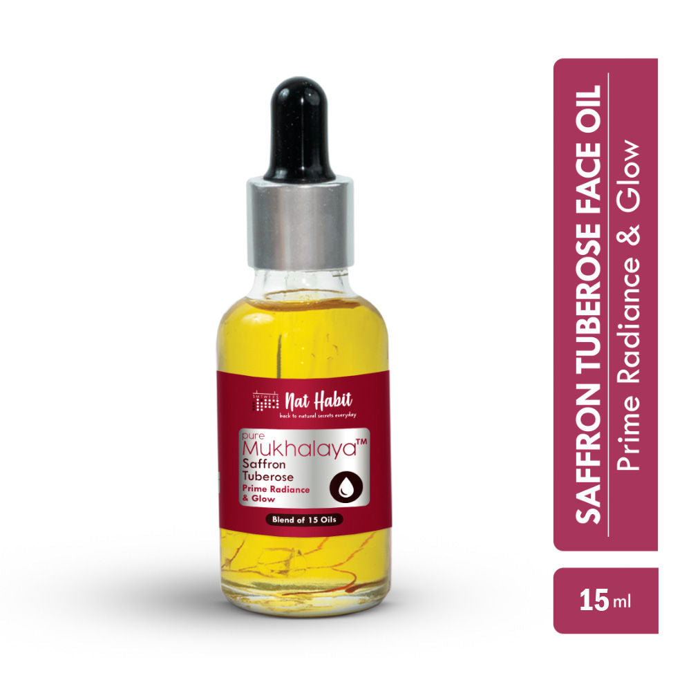 Pure Saffron Tuberose Face Oil For Glowing Skin, Radiance & Glow Facial Oil Mukhalaya - 15ml