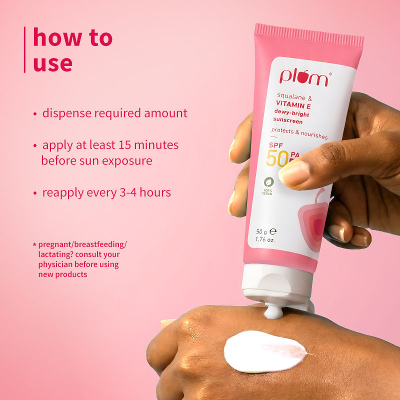 Squalane & Vitamin E Dewy-Bright SPF 50 PA+++ Sunscreen For Normal To Dry Skin Type, New UV Filters