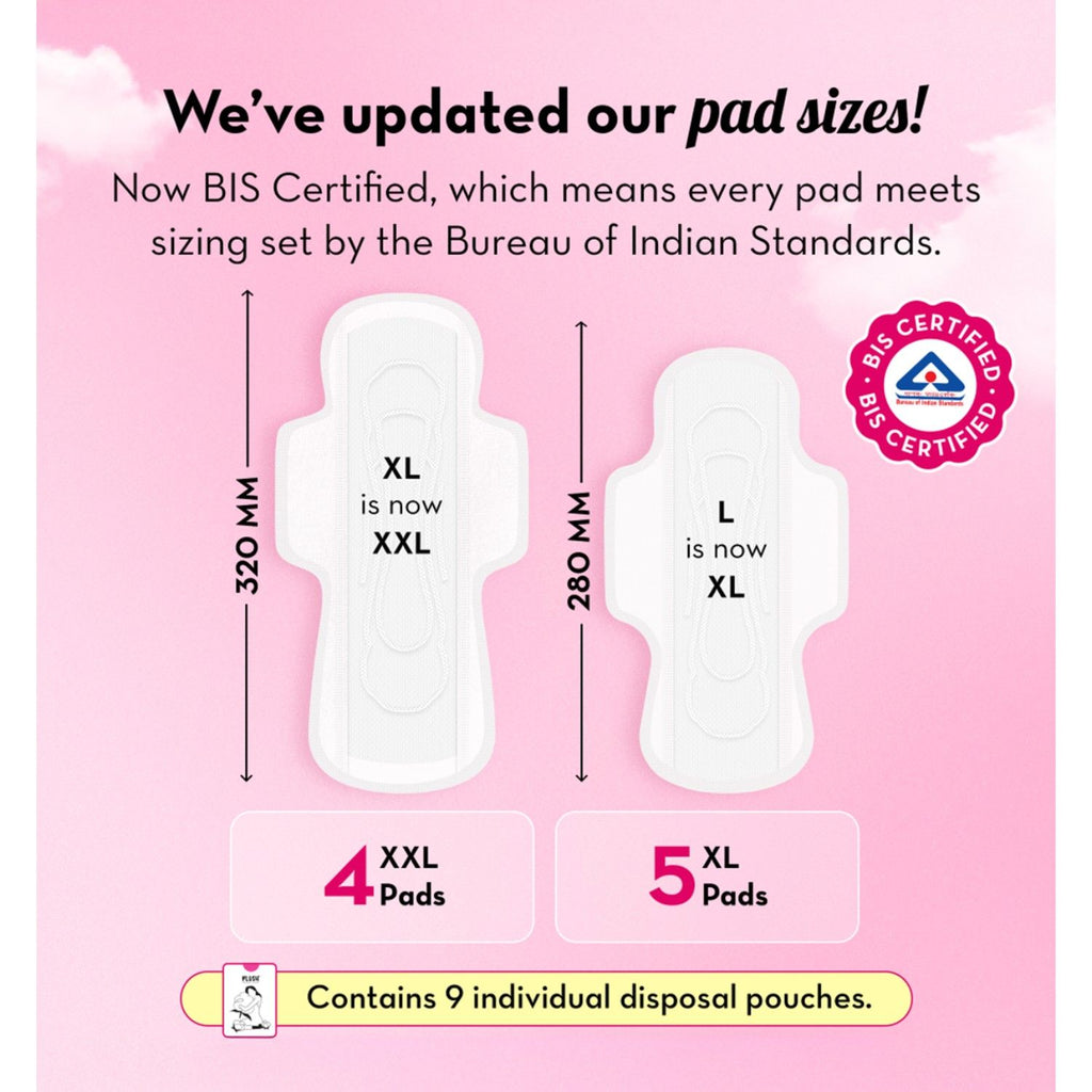100% US Cotton 5XL + 4XXL Heavy Flow Sanitary Pads With Disposal Pouches