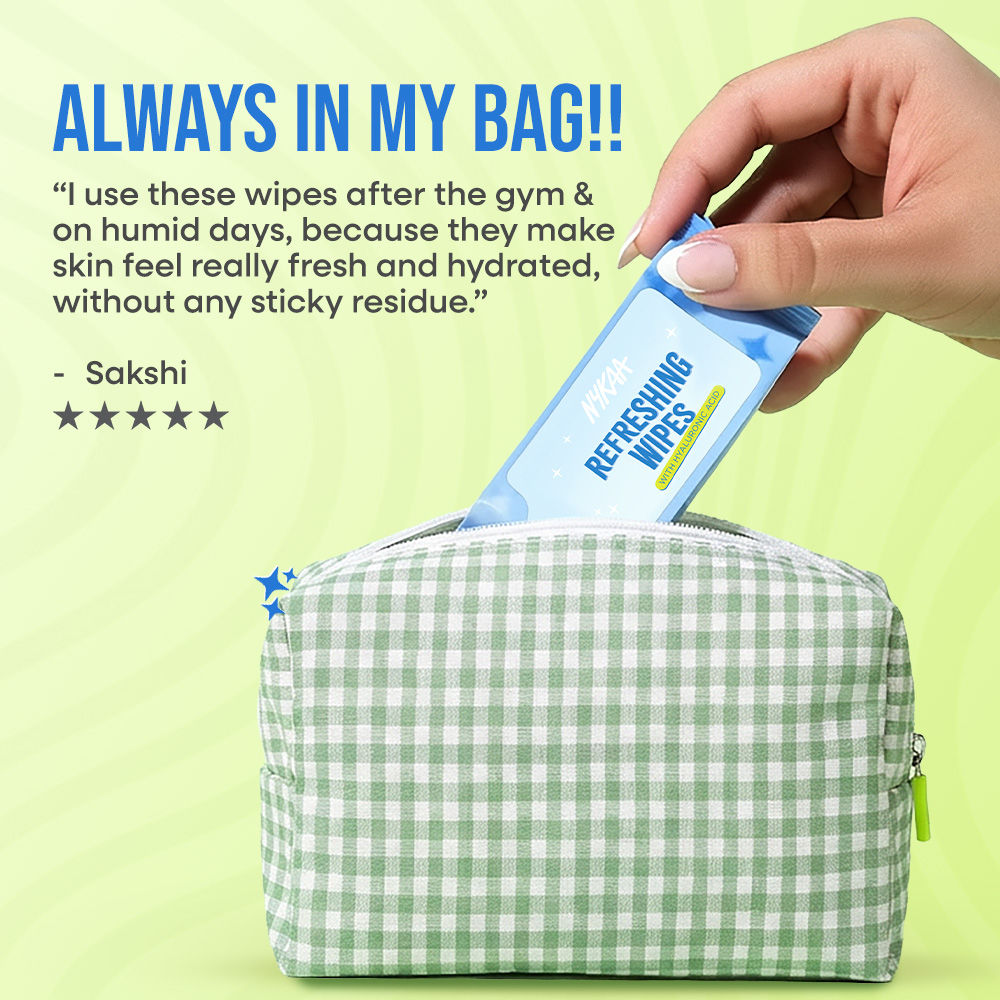 Nykaa Mini Refreshing Face Wipes With Hyaluronic Acid For Hydration & Fresh Skin