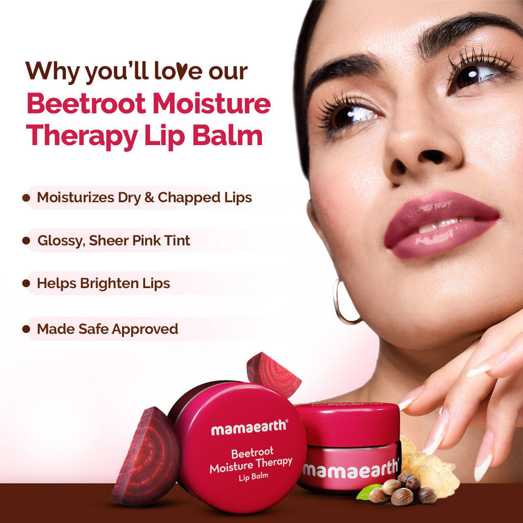 Beetroot Moisture Therapy Lip Balm with Hyaluronic Acid for Dry and Chapped Lips