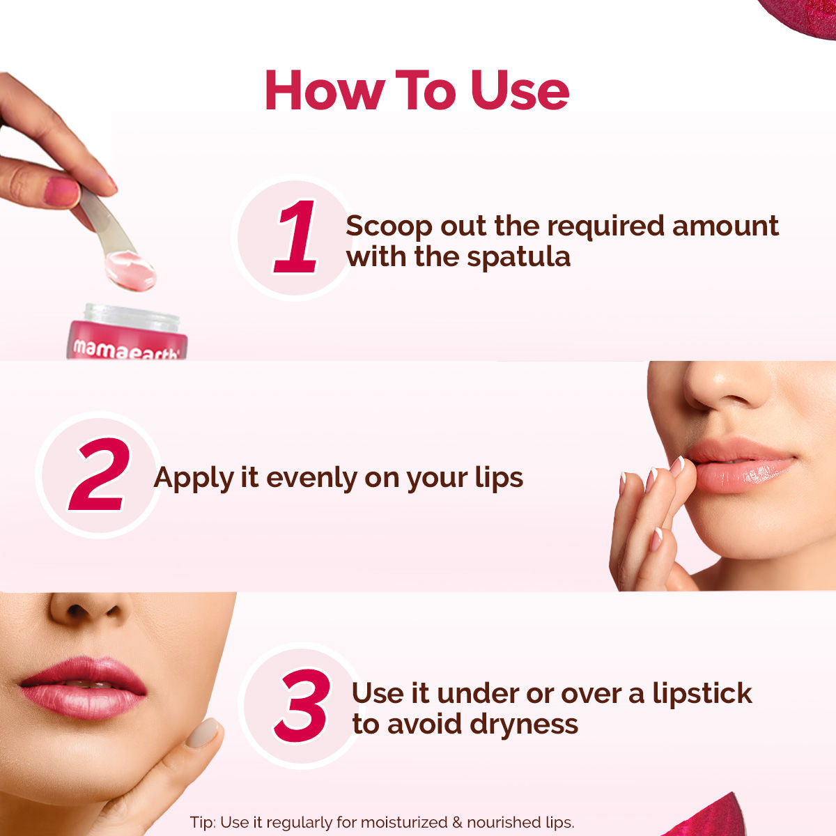 Beetroot Moisture Therapy Lip Balm with Hyaluronic Acid for Dry and Chapped Lips