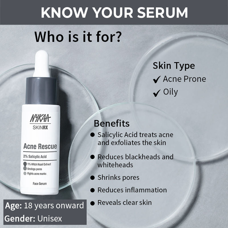 Nykaa SKINRX 2% Salicylic Acid Face Serum For Acne, Blackheads, Whiteheads & Clear Skin