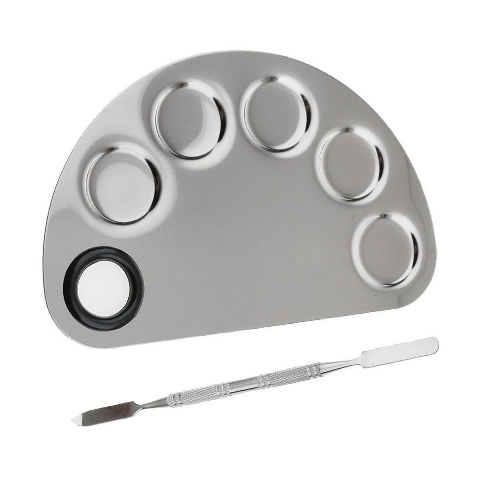 Stainless Steel Makeup Mixing Blending Palette With Spatula
