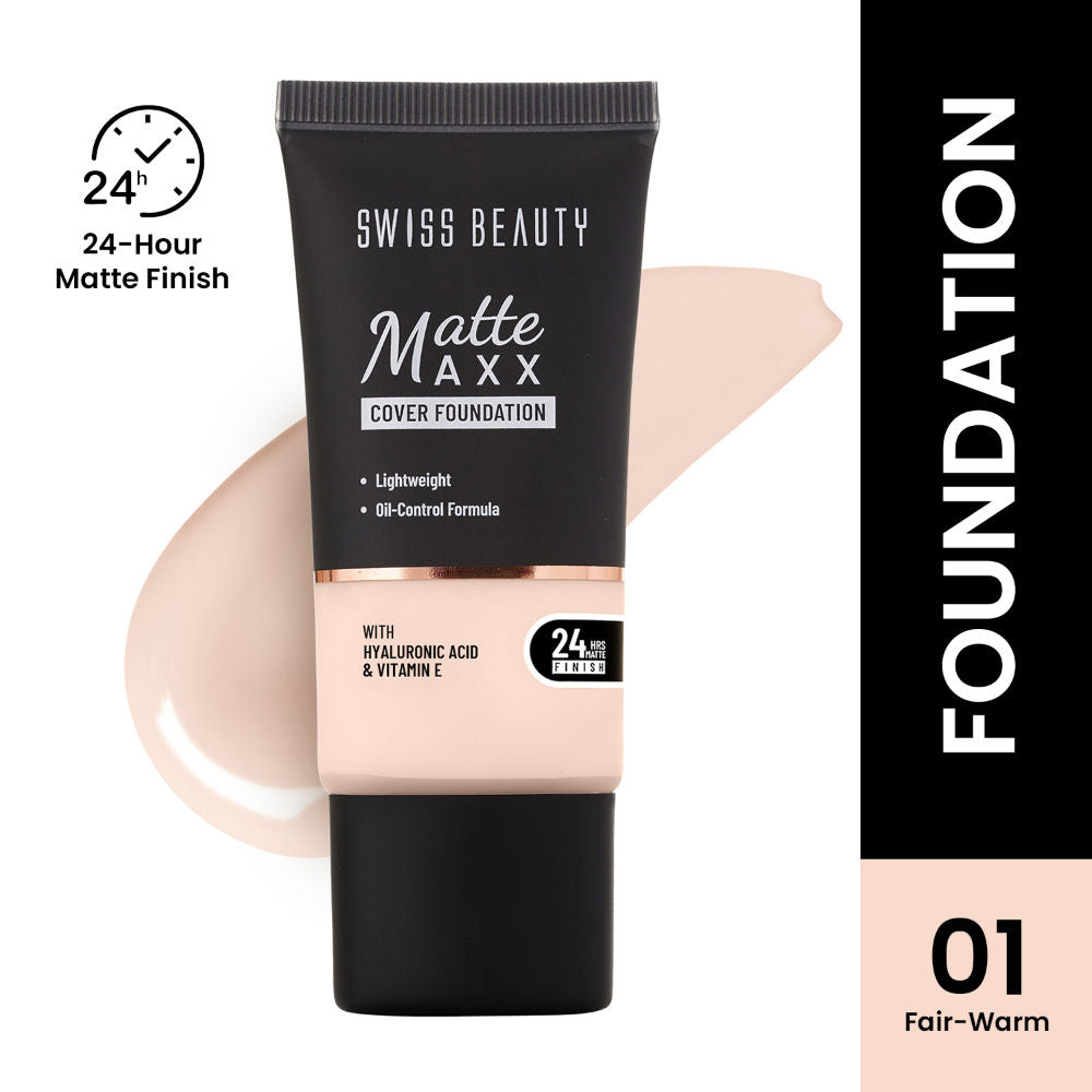 Matte Maxx Cover Foundation with Hyaluronic Acid & Vitamin E - 1 Fair Warm