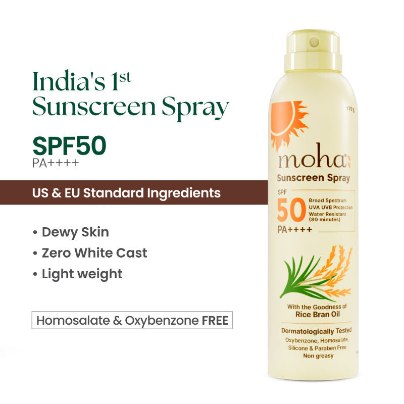Sunscreen Spray SPF 50 PA ++++ High Protection With Rice Bran Oil For Glowing Skin