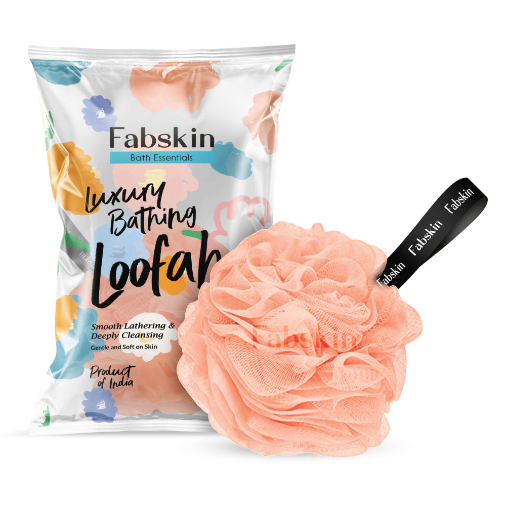 Luxury Bathing Round Loofah Bath Sponge - Peach