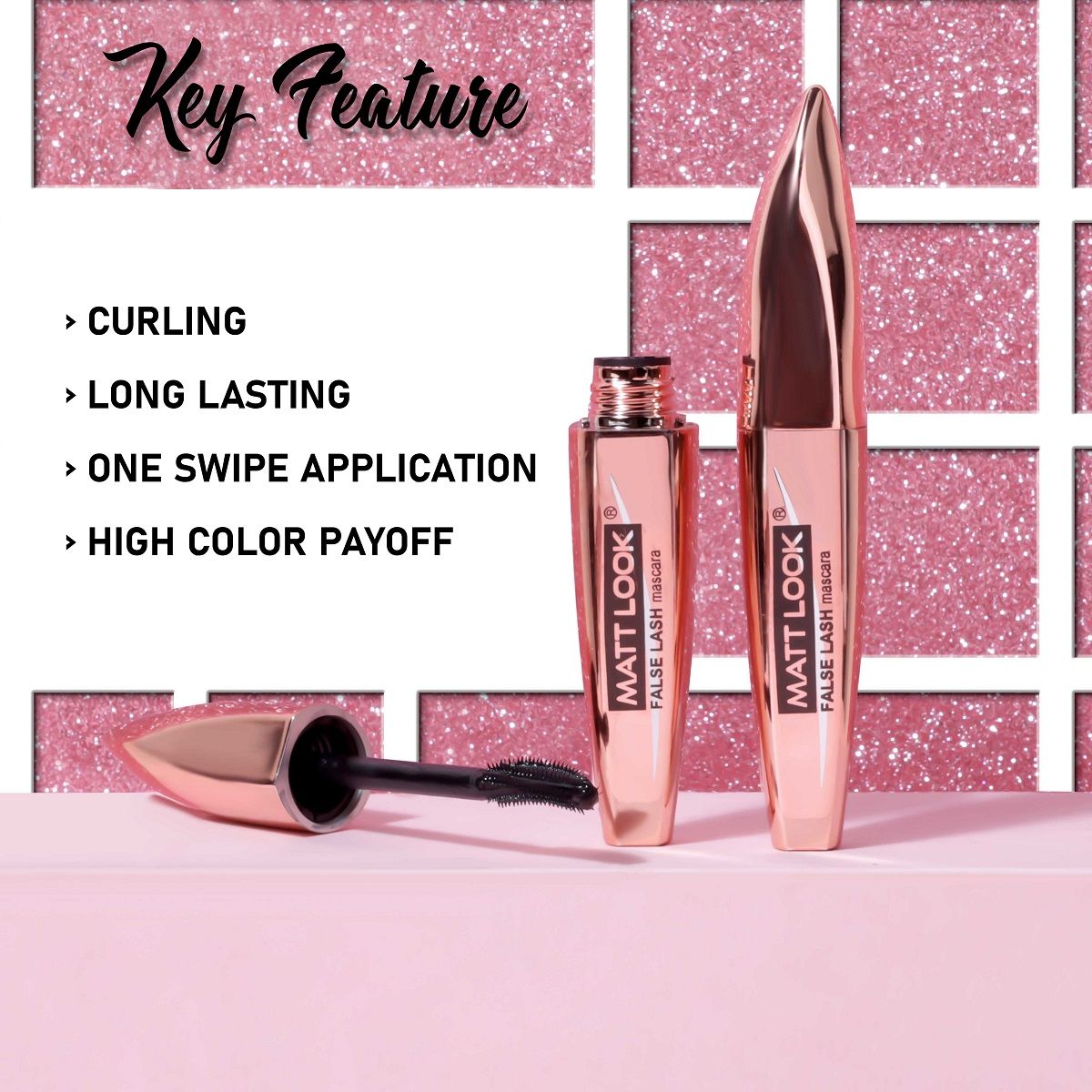 Eye Makeup Curl & Volume Waterproof False Lash Mascara - Black