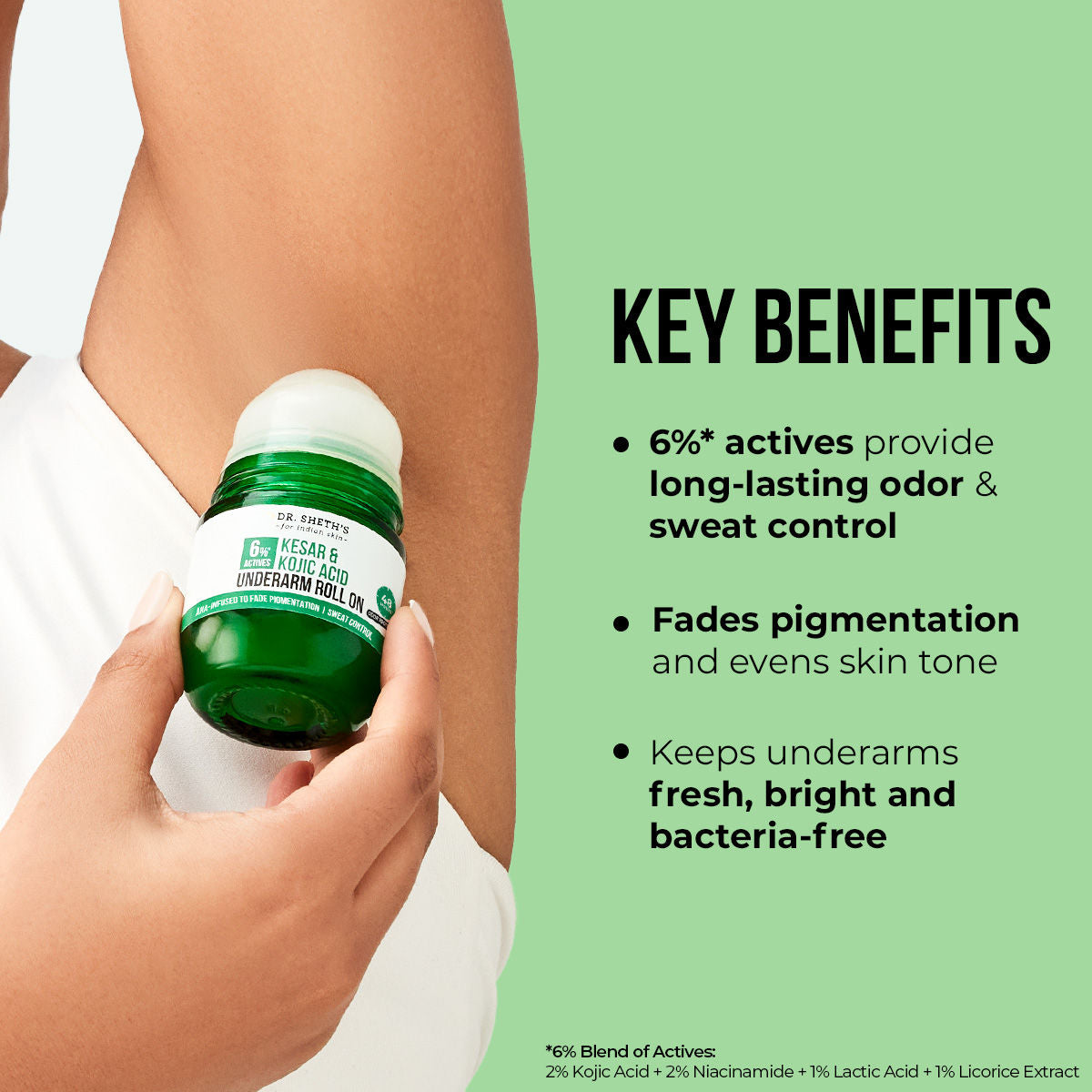 6% Actives Kesar & Kojic Acid Underarm Roll-On