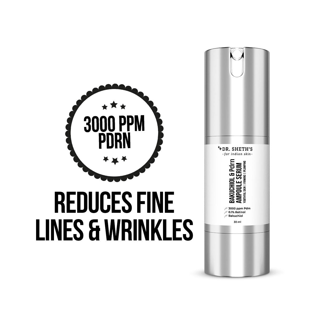 Bakuchiol & PDRN Ampoule Serum Anti-Aging, Reduces Wrinkles, Fine Lines & Repairs Skin