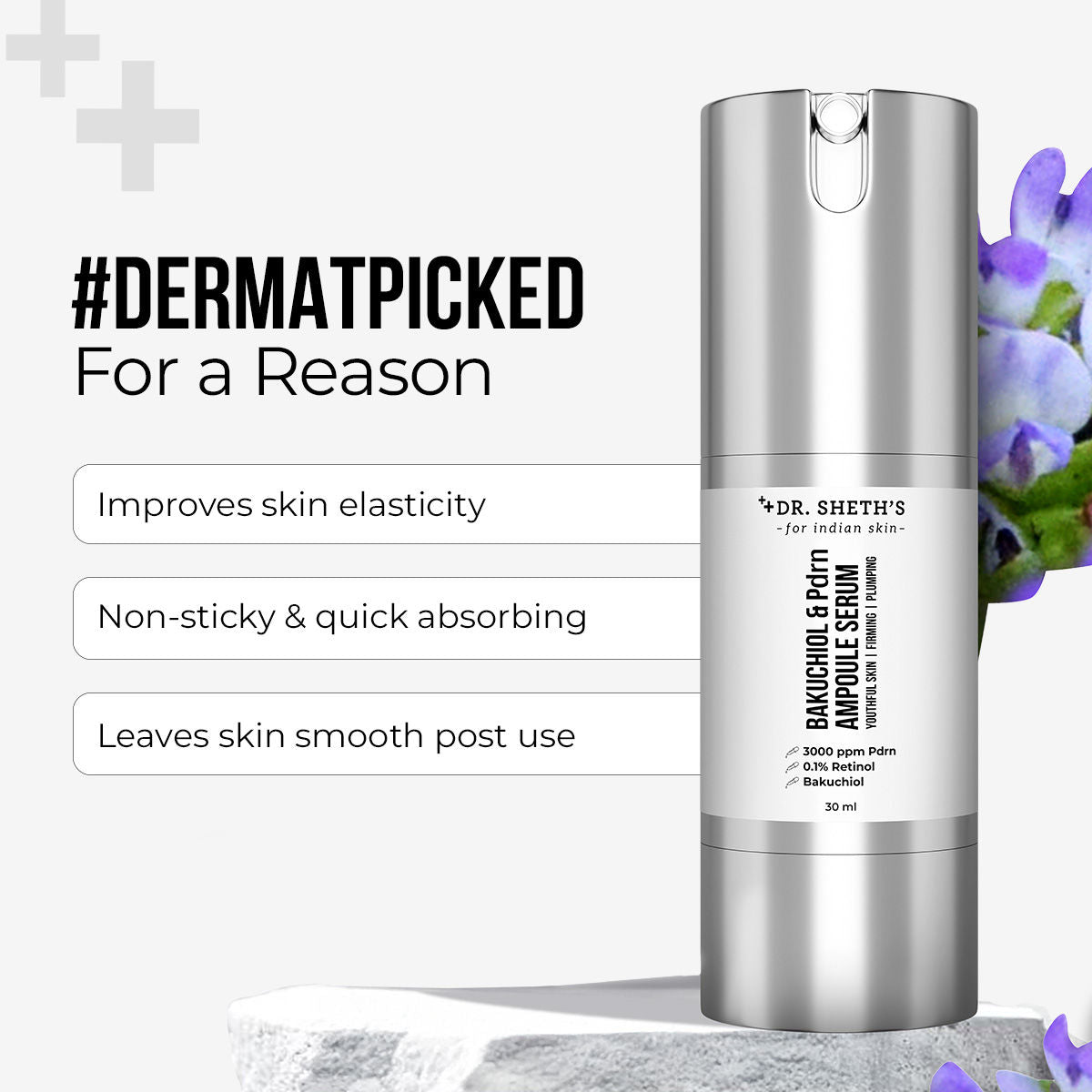 Bakuchiol & PDRN Ampoule Serum Anti-Aging, Reduces Wrinkles, Fine Lines & Repairs Skin