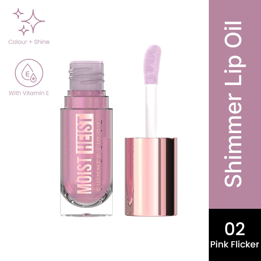 Moist Heist Shimmer Lip Oil Luminous Shine , Hydrating & Lightweight - 2 Pink Flicker