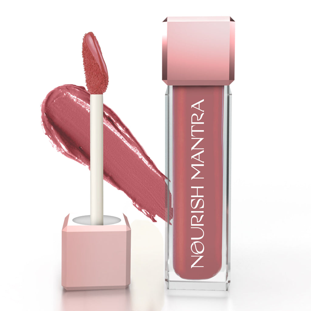 Liquid Lipstick Creamy Matte with SPF/ Water Proof, Smudge Proof Shade Masoom Pink - Natkhat Berry