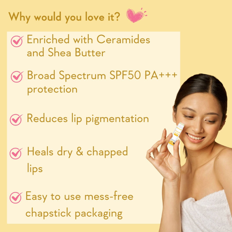 Natural Ceramide Lip Balm for Dark Pigmented Lips with SPF50 PA+++ Heals Dry & Chapped Lips