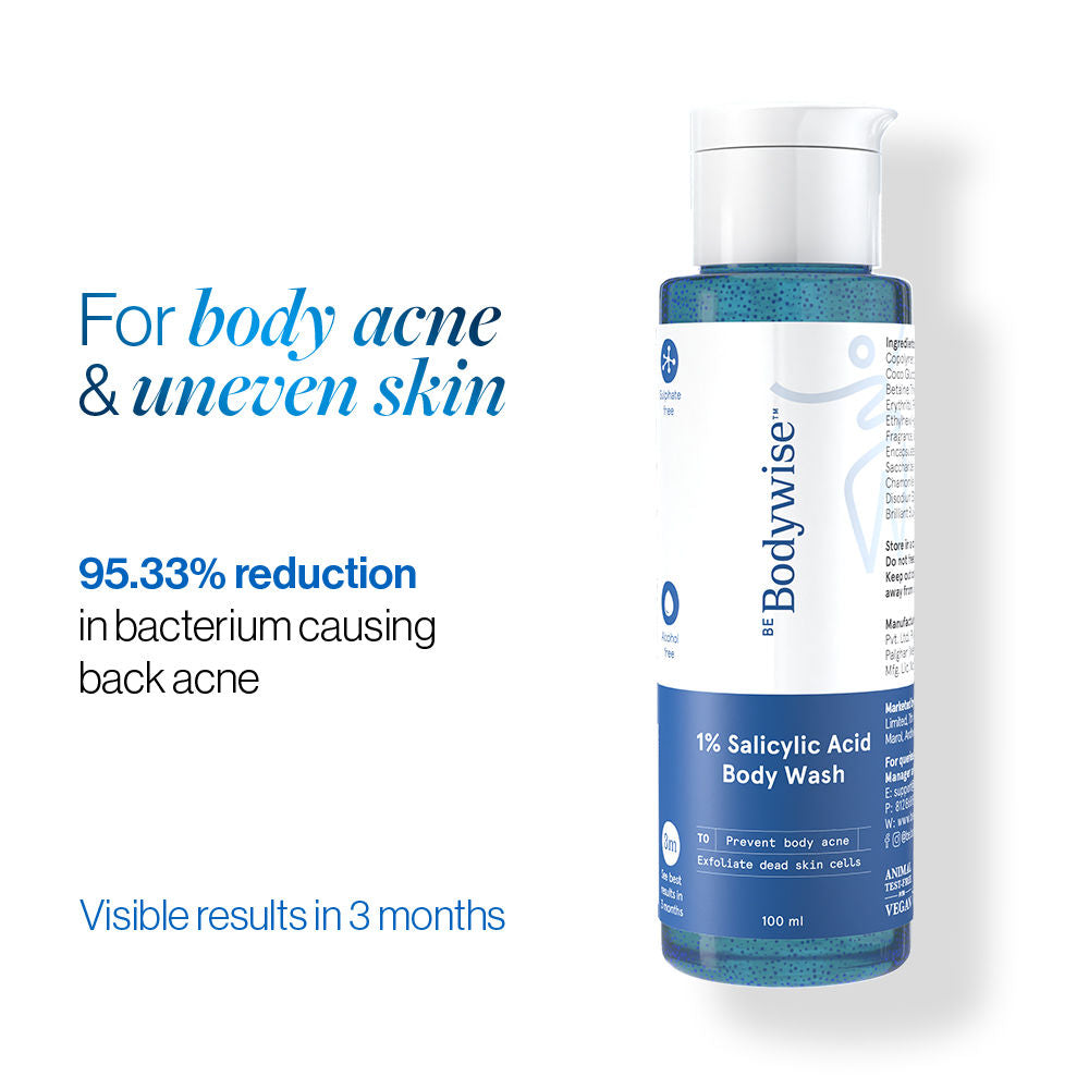 1% Salicylic Acid Body Wash, Treats Body Acne & Strawberry Skin - Exfoliating Shower Gel