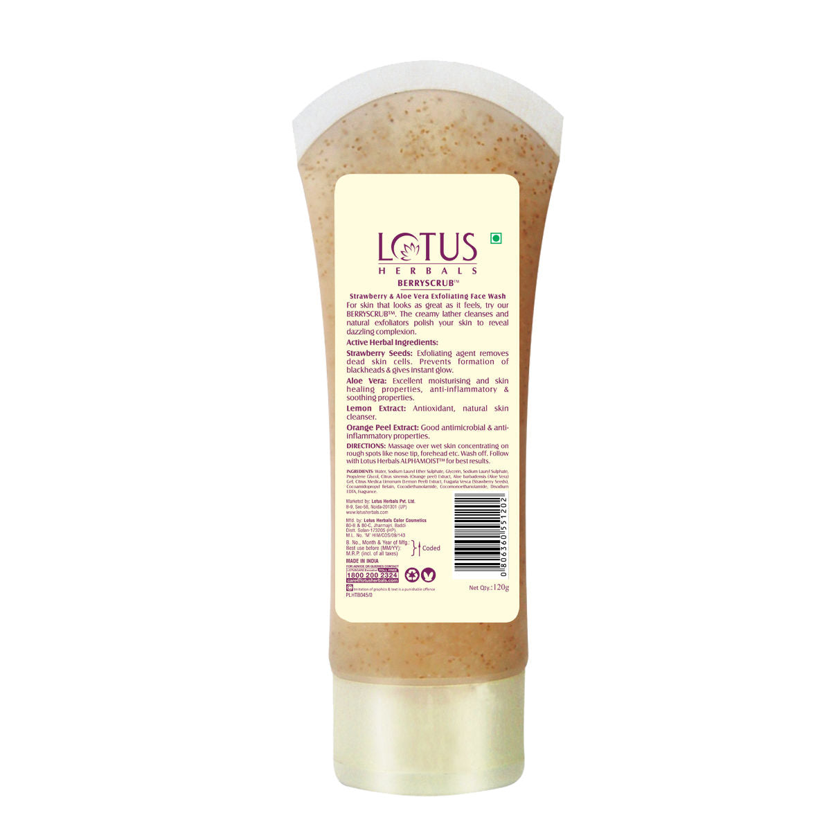 Berryscrub Strawberry & Aloe Vera Exfoliating Face Wash, Blackhead Removal