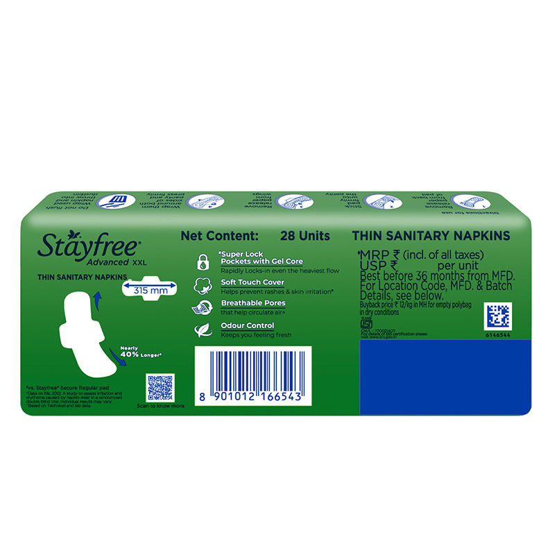 Advanced Ultra Soft Sanitary Pads with Cottony Soft Cover XXL for Heavy Flow
