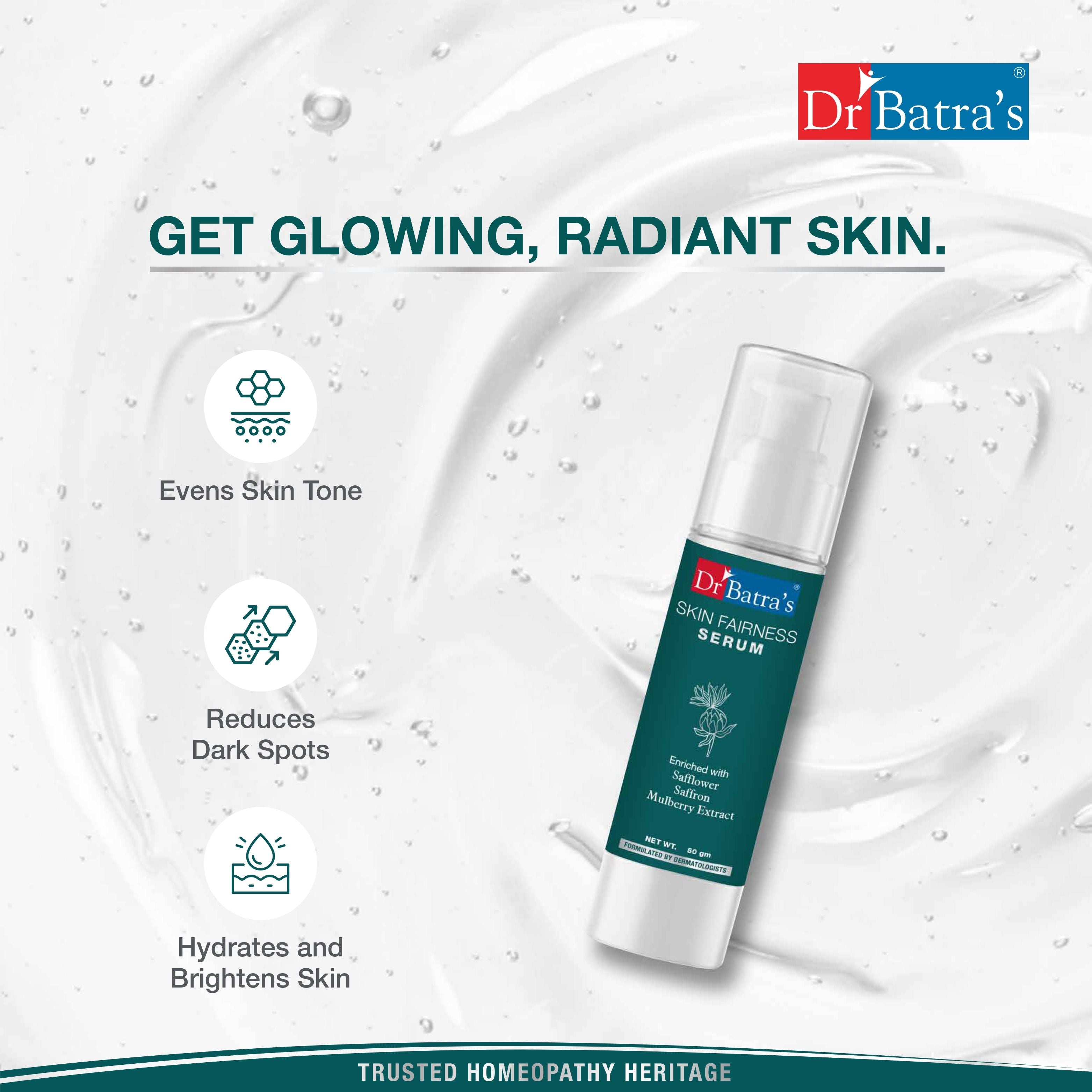 Dr Batra's Skin Glowing Serum, For Bright Skin Glowing & Healthy Skin, Silicone, Hydroquinone Free