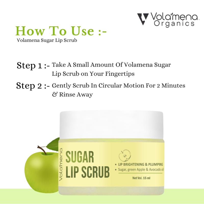 Lip Scrub With Sugar, Green Apple Extract & Avocado Oil