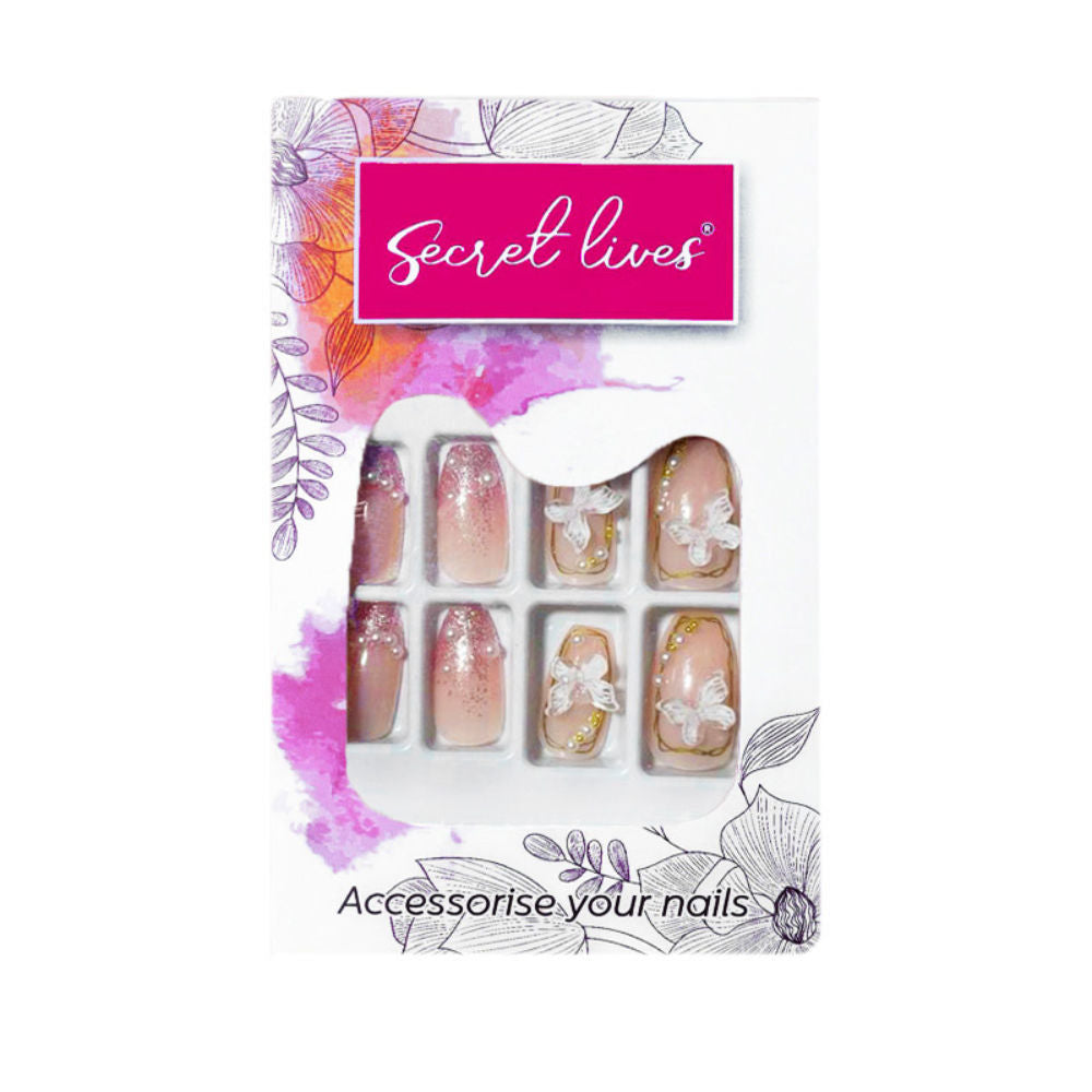 Translucent 3D White Bow & Pearl With Pink Glitter Color