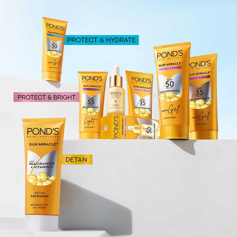 POND’S Sun Miracle SPF 55 PA+++ Light Sunscreen - Protect & Bright, With 3% Active Niacinamide