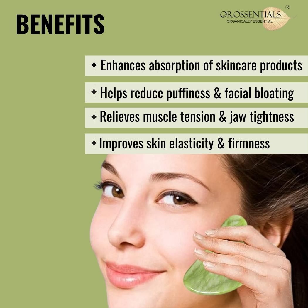 Jade Gua Sha Stone Face Massager For Face, Neck Glow & Skin Brightening