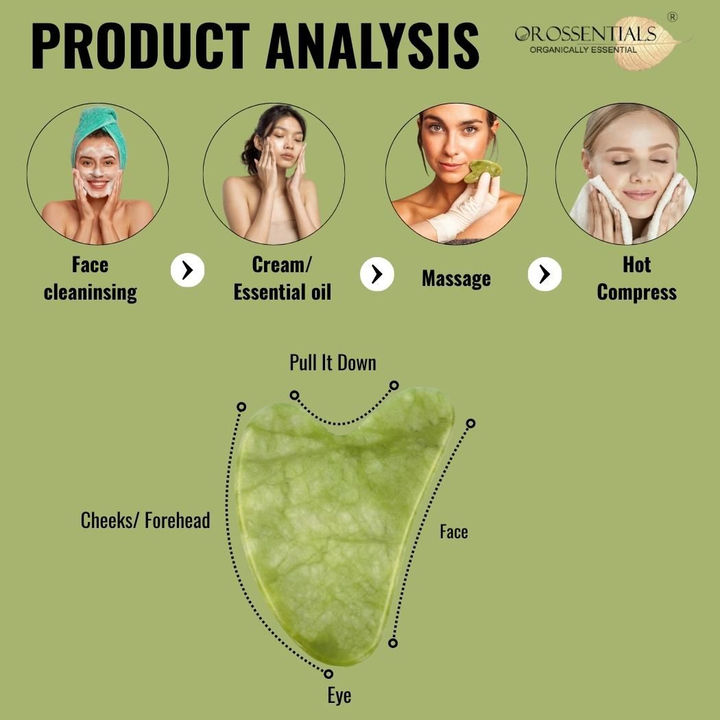 Jade Gua Sha Stone Face Massager For Face, Neck Glow & Skin Brightening