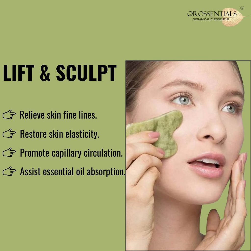 Jade Gua Sha Stone Face Massager For Face, Neck Glow & Skin Brightening