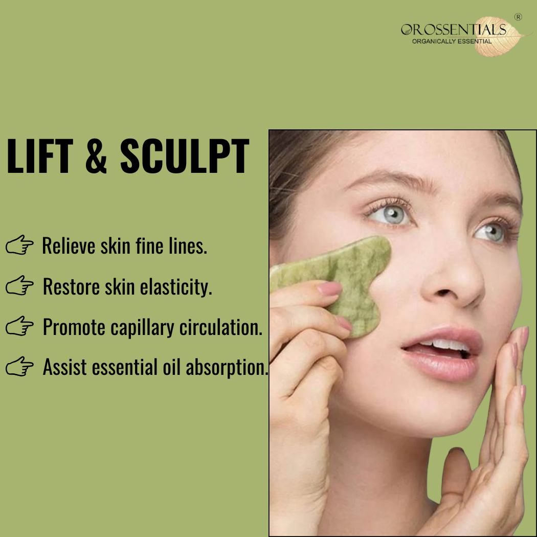 Jade Gua Sha Stone Face Massager For Face, Neck Glow & Skin Brightening