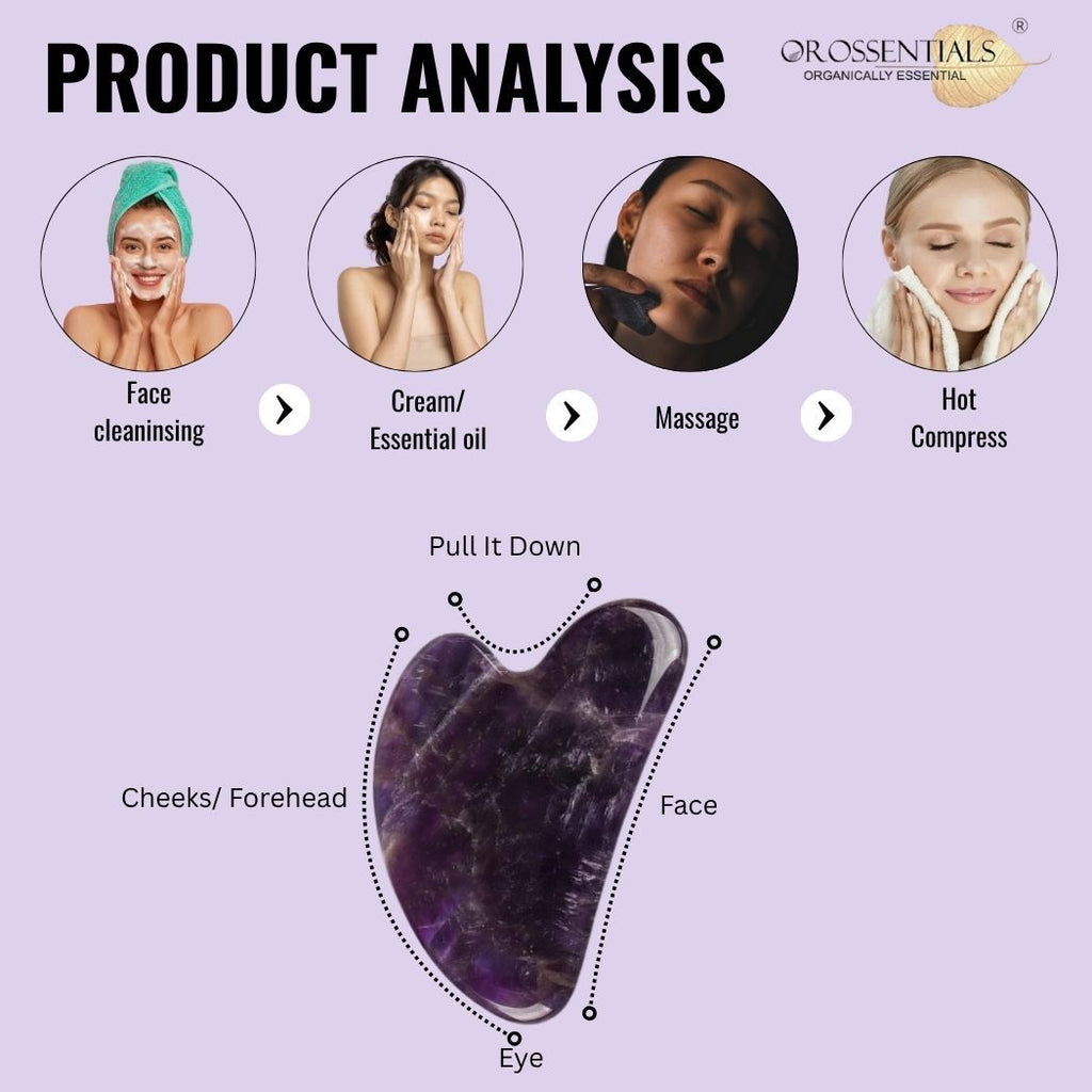 Amethyst Gua Sha Stone Face Massager For Face, Neck Glow & Skin Brightening