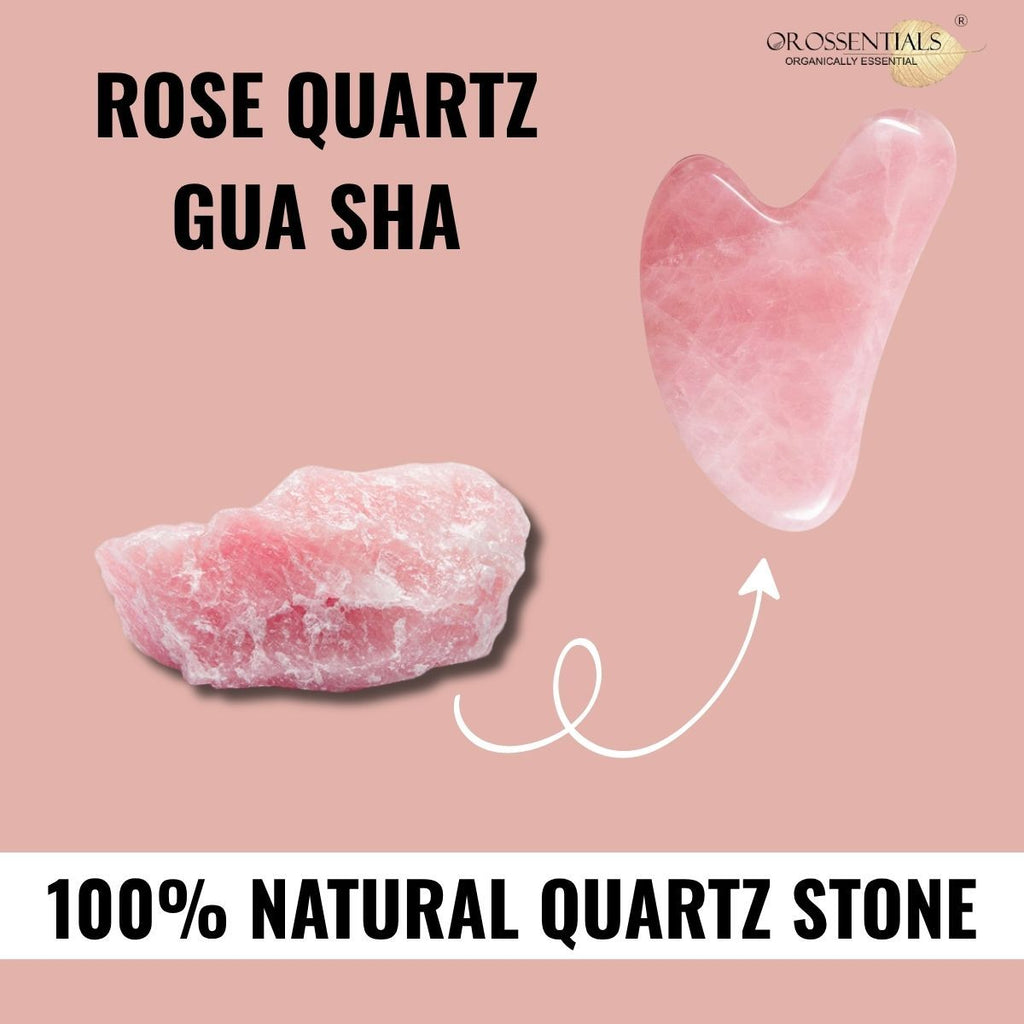 Rose Quartz Gua Sha Stone Face Massager For Face, Neck Glow & Skin Brightening