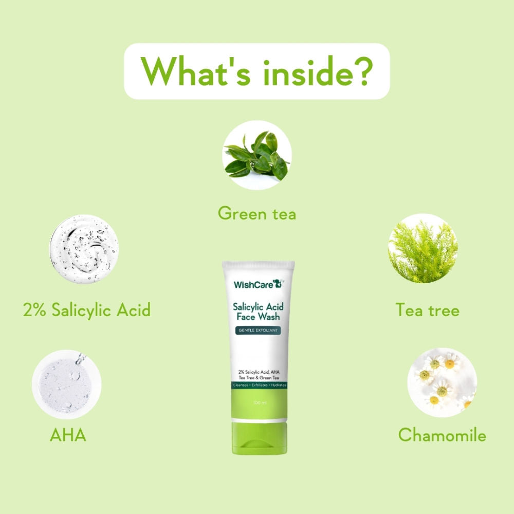 2% Salicylic Acid Face Wash with AHA, Greentea & Tea Tree -Oil Control-Reduces Sebum & Acne