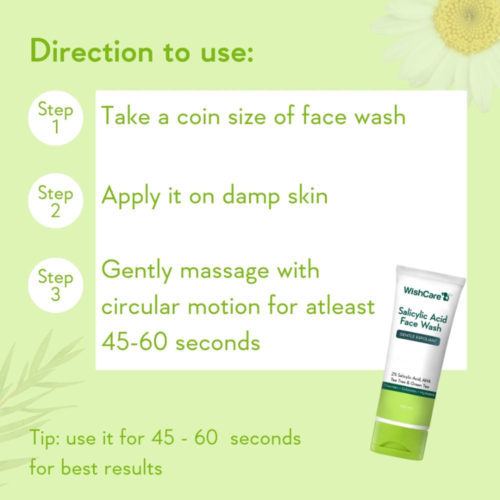 2% Salicylic Acid Face Wash with AHA, Greentea & Tea Tree -Oil Control-Reduces Sebum & Acne