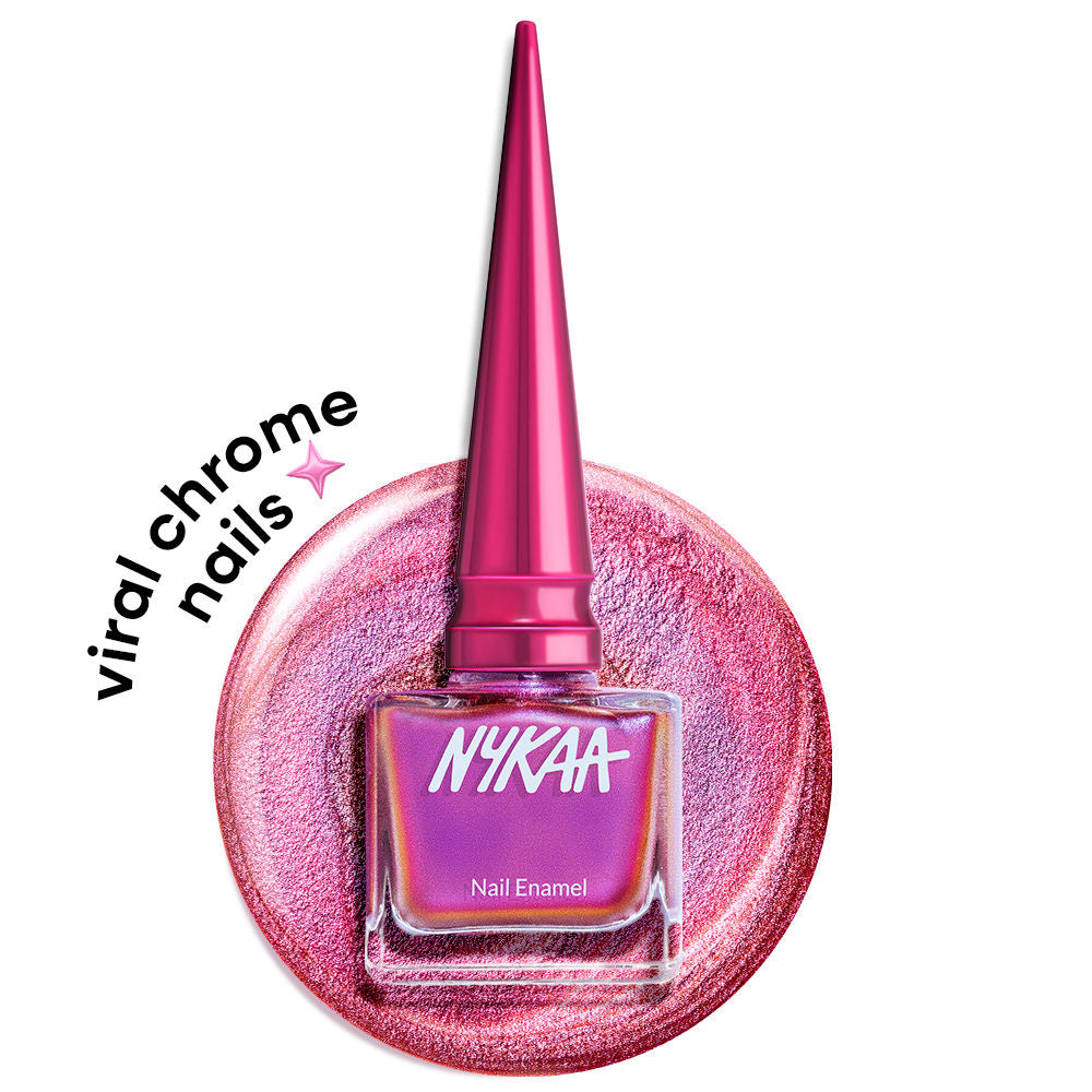 Nykaa Stardust Holographic Long Lasting Chrome Nail Polish - Rose Comet 513