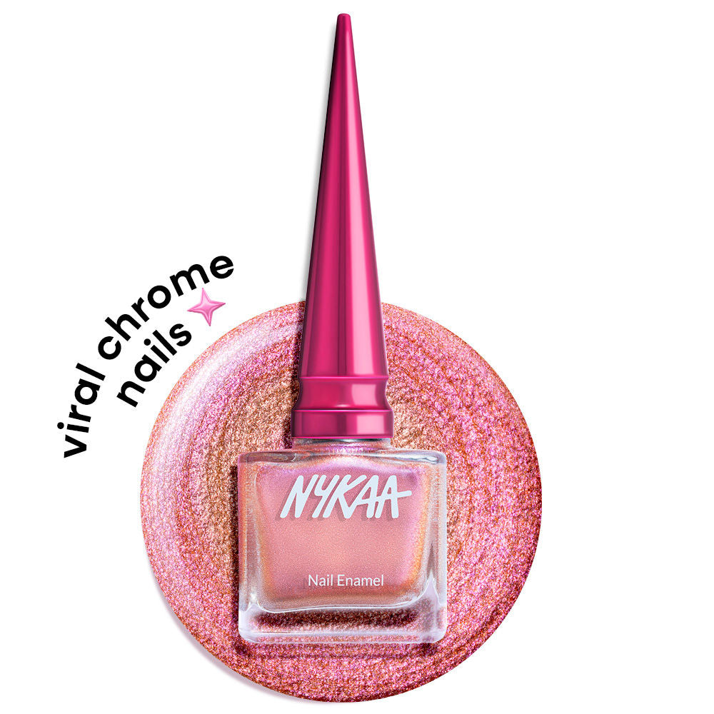 Nykaa Stardust Holographic Long Lasting Chrome Nail Polish - Coral Nebula 514