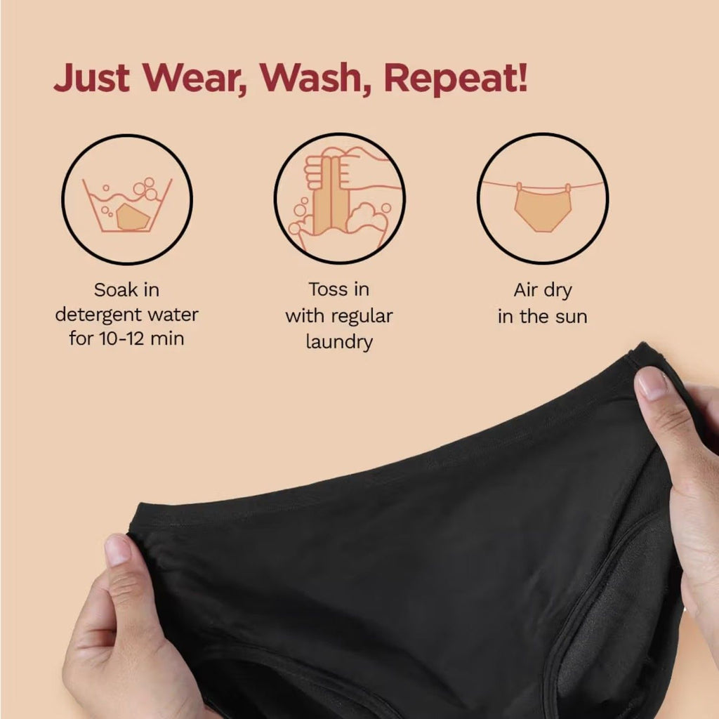 Cotton Reusable Period Panty - Rash Free Comfort Menstrual Underwear - Up To 60 Wash