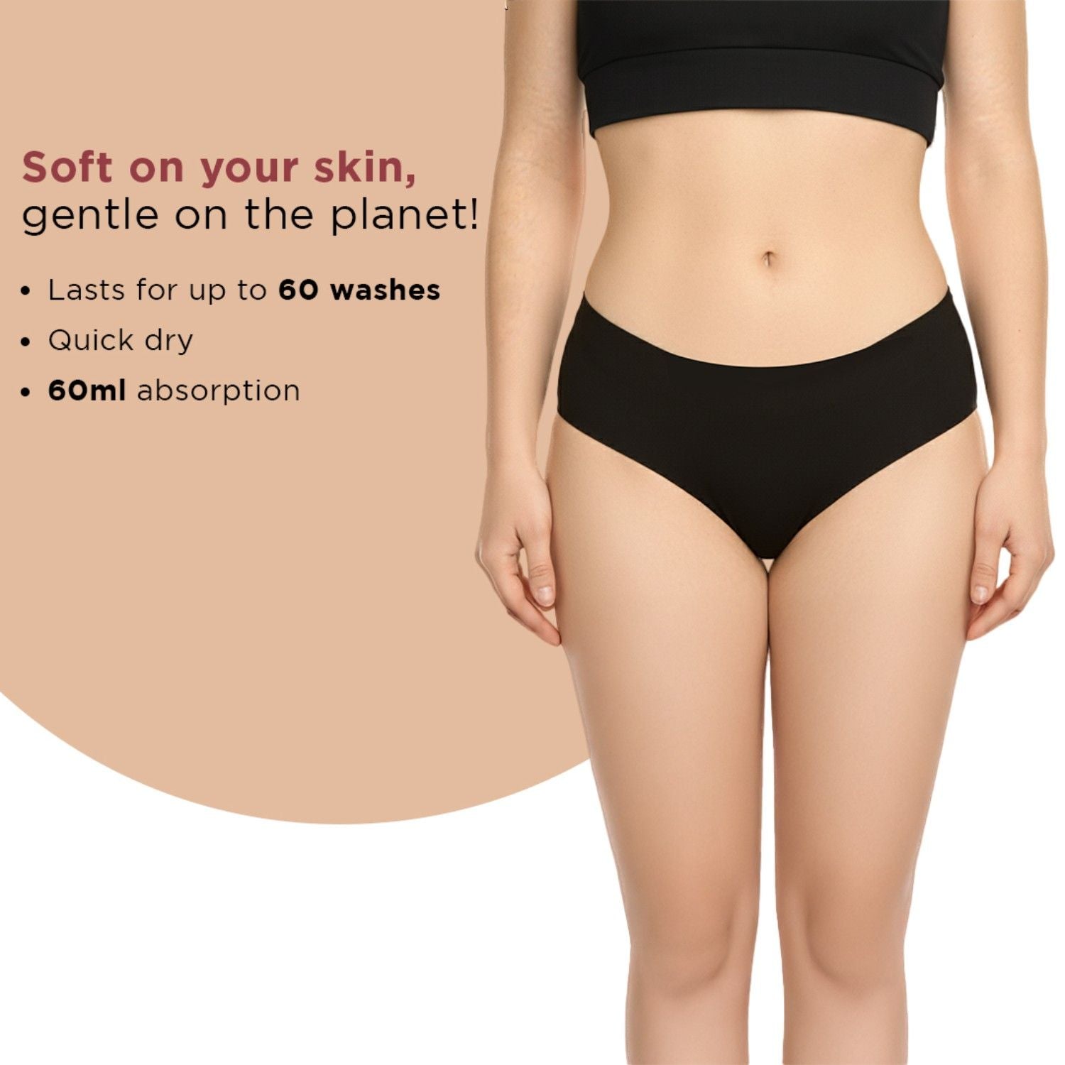 Cotton Reusable Period Panty - Rash Free Comfort Menstrual Underwear - Up To 60 Wash