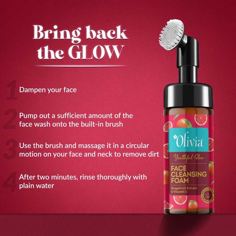 Youthful Glow Face Cleansing Foam –With Grapefruit Extract & Vitamin C for Bright, Even Skin