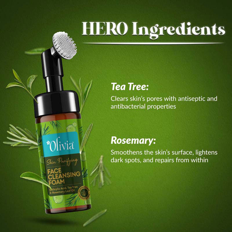Skin Purifying Face Cleansing Foam–With Salicylic Acid, Tea Tree & Rosemary for Deep Cleanse