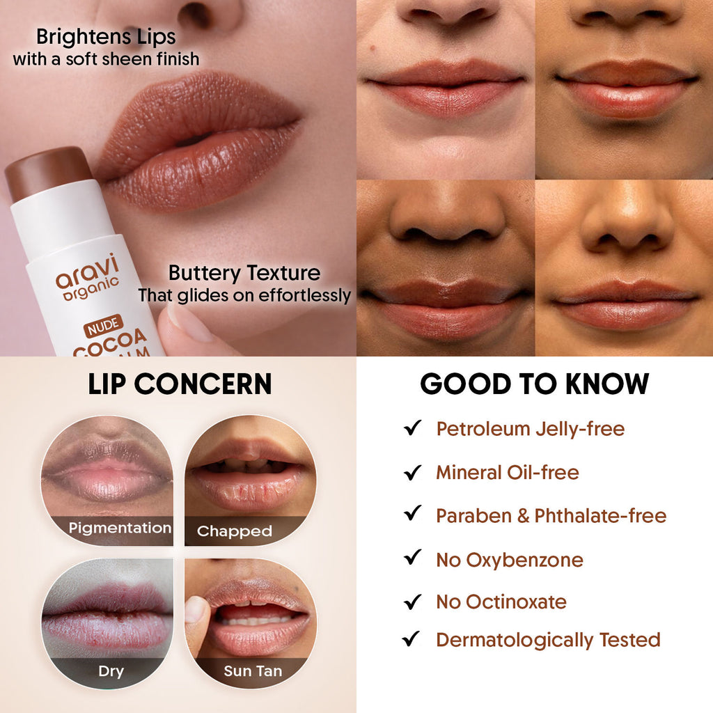 Nude Cocoa Lip Balm SPF 50 PA++++, Dark & Pigmented Lips, Kojic Acid & Ceramide