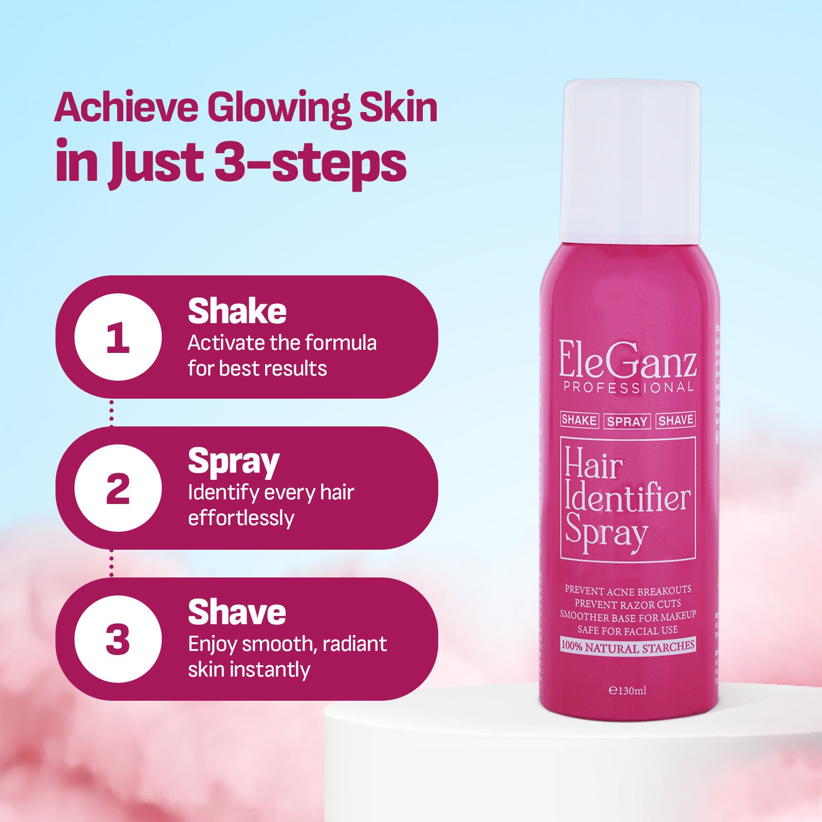Hair Identifier Spray For Face Hair Removal & Razor Coz - 100% Natural Starches
