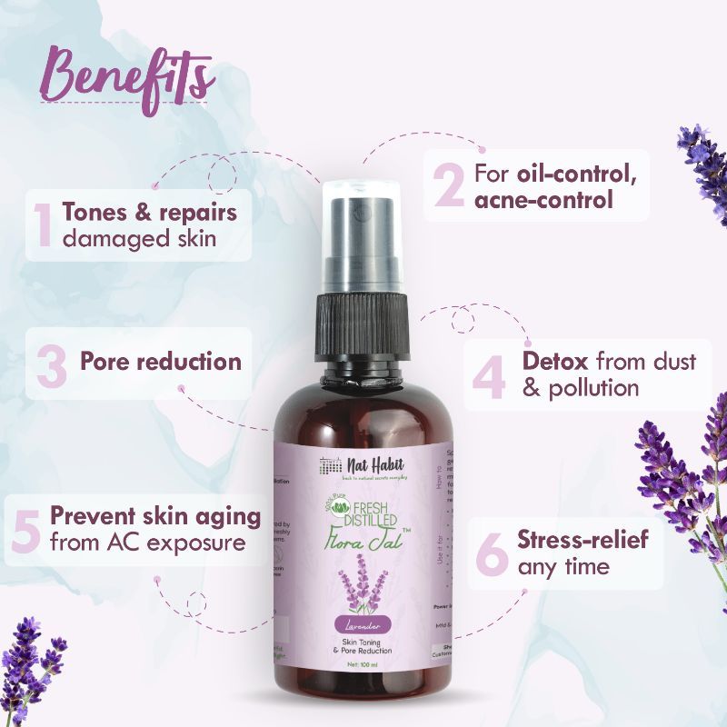 100% Pure Lavender Jal - Toner & Face Mist for Pore Reduction, Acne Control & Hydration