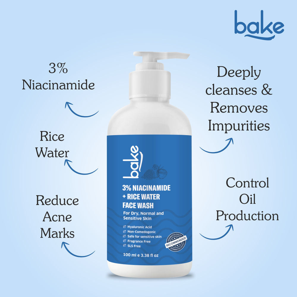 3% Niacinamide Face Wash with Rice Water for Acne Marks, Scars & Dark Spots
