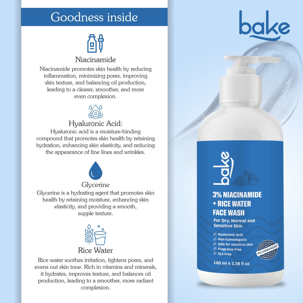 3% Niacinamide Face Wash with Rice Water for Acne Marks, Scars & Dark Spots