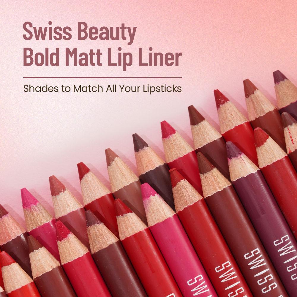 Bold Matt Lip Liner Pencil, Long-lasting , Matte Finish , Non-Drying