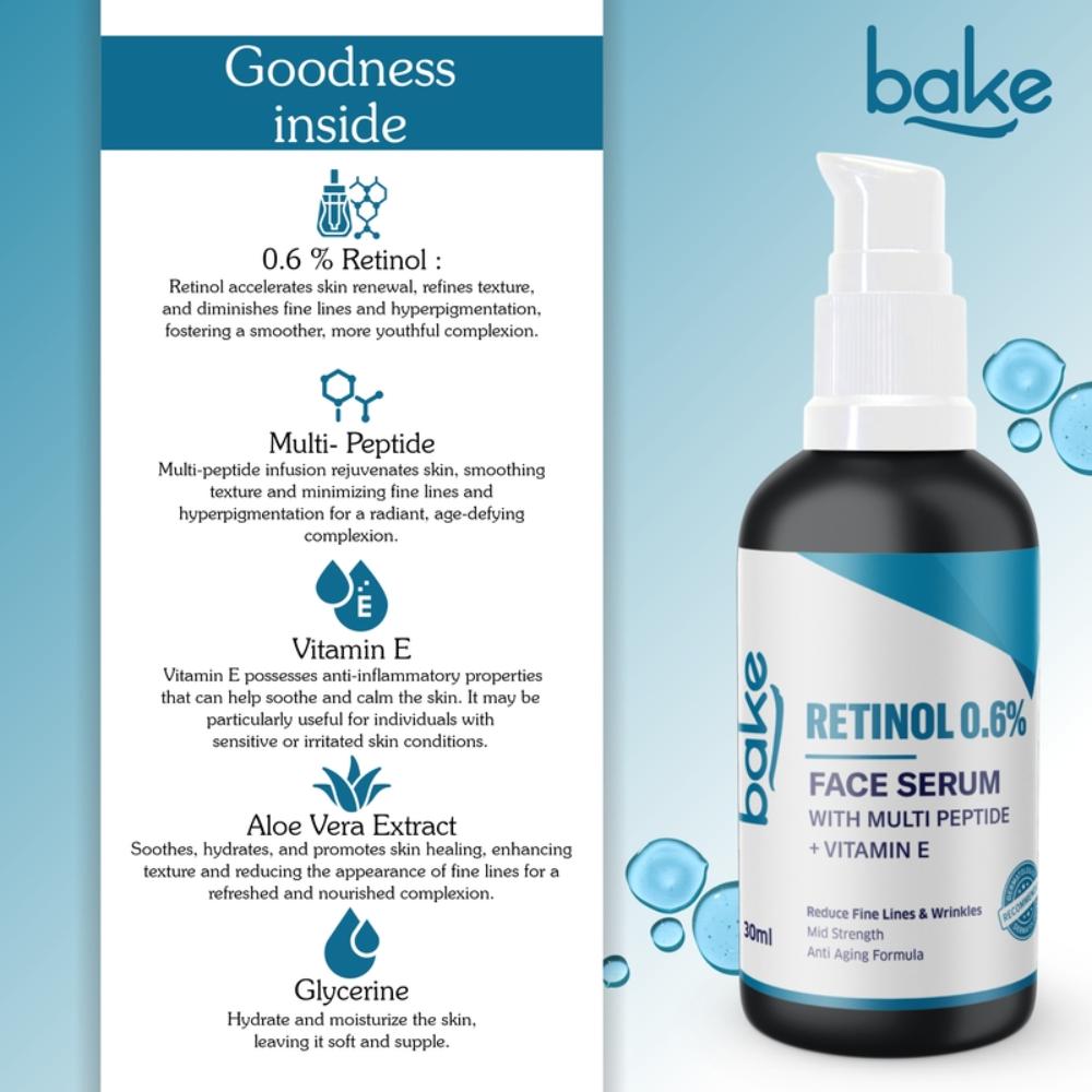 0.6% Retinol Serum For Anti Aging, Skin Tightening, Fine Lines & Wrinkles With 2% Multi Peptide